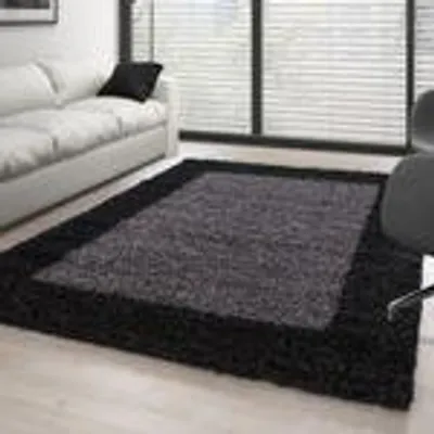 Produktbild von Teppich Wohnzimmer Hochflor Modern Design Langflor Shaggy Modern Flauschig, Größe: 80 x 250 cm, Farbe: Anthrazit