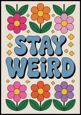 Produktbild von Plakat 70x100cm Motivational Affirmation Retro Vintage Für Wohnzimmer Stay Weird