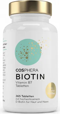 Produktbild von Cosphera - Biotin Hochdosiert 10.000 mcg D-Biotin - 365 vegane Tabletten
