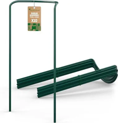 Produktbild von Famanu Pflanzenstützen aus beschichtetem Stahl (10 Stück) - Halbrunde Pflanzenhalter 70 cm x 40 cm