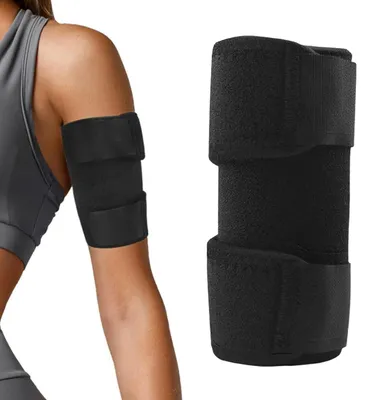 Produktbild von Bizepsbandage, Schwarze Bizepsband, Verstellbare Unterstützung, Ellenbogenschutz, Oberarmstütze