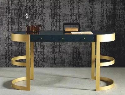 Zdjęcie produktu dla Luksusowe biurko Casa Padrino z 3 szufladami czarne/złote 150 cm - Meble biurowe
