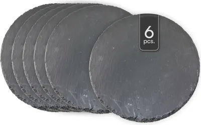 Produktbild von Schieferplatten - Ø 30 cm - Anthrazit - Schiefer - Unikat - 6er Set