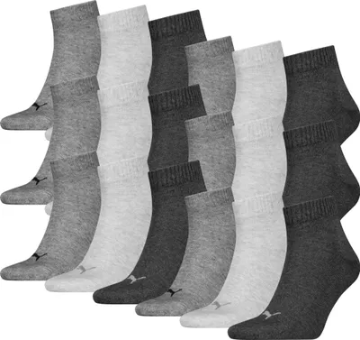 Produktbild von 18 Paar Uni Puma Quarter kurze Sportsocken in Anthrazit Melange Größe 39-42