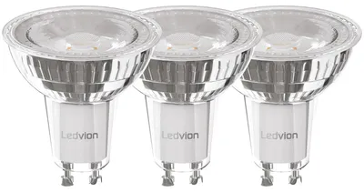 Produktbild von Ledvion 3er Set dimmbare GU10 LED Spots 4,5W 2700K 345 Lumen Vollglas