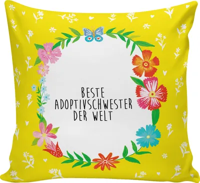 Produktbild von Mr. & Mrs. Panda Zierkissen Adoptivschwester - Weiß - Geschenk, Deko Kissen, für couch, Schwesterherz, bedruckt, sofa, kuschelkissen 40x40, adoptiert, Dekokissen, Adoptiv