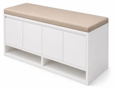 Image de Banc à chaussures avec assise et espace de rangement, blanc, 120 cm