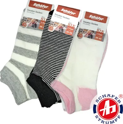 Produktbild von 9 Paar Damen Sneakersocken in 39-42 in 9 verschiedenen Designs v. Strumpffabrik Schäfer