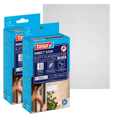 Produktbild von tesa INSECT STOP Klett Fliegengitter Premium - 2x 120 cm x 240 cm Anthrazit