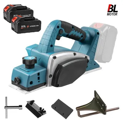 Image de Rabot électrique, moteur sans balais, profondeur de coupe réglable, avec 2 batteries