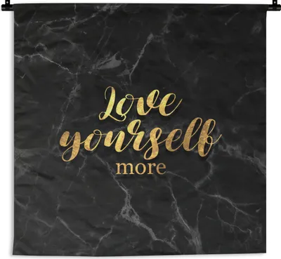 Produktbild von MuchoWow® Wandteppich Wandbehang Zitate - Liebe - Gold - Marmor 150x150 cm Tapisserie Dekoration Wandtuch - Wohnaccessoires - Modernes