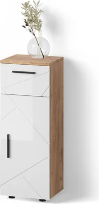 Immagine prodotto di Mobiletto bagno Livinity Ronco Bianco lucido/oro power oak 30 x 81 cm, Model 52821