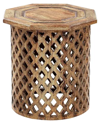 Produktbild von Runder Beistelltisch aus Mangoholz in dunklem Holzton ⌀ 42 cm für Wohnzimmer