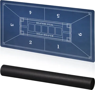 Productafbeelding van Pokermat - Texas Hold'em - Antislip - Waterbestendig - Koker - 120x60 cm - Blauw