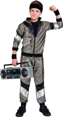 Produktbild von Reflektierender 80 er Jahre Trainingsanzug  Kinder - Jogginganzug - Gr.116 - 164cm Retro S - 128 cm  5-7 Jahre