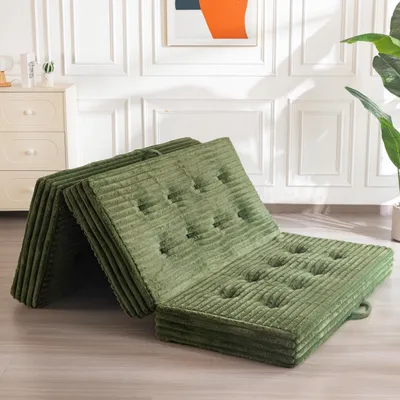 Image de Matelas pliable de 190 x 90 cm avec revêtement en Fourrure artificielle de qualité supérieure