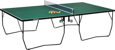 Produktbild von Indoor Tischtennisplatte Mit Rollen Tischtennistisch Klappbar Tischtennisspiel-Set Mit 2 Tischtennisschlägern Und 3 Bällen, Stahl, Grün