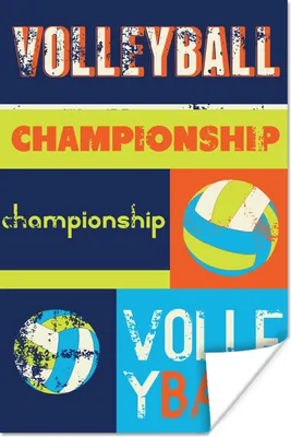 Produktbild von MuchoWow® Poster Volleyball-Illustration mit Zitat "volleyball chamionship 20x30 cm - Papierdruck