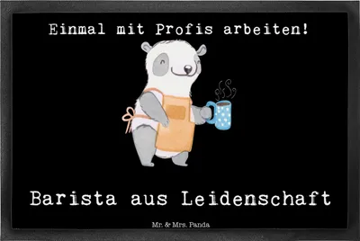 Produktbild von Mr. & Mrs. Panda Bodenvorleger Barista Leidenschaft 40 x 60 cm - Schwarz - Geschenk, Schmutzmatte, Schmutzfangmatte, Ausbildung, Kaffee, bodenmatte, fußmatte, Gummimatte