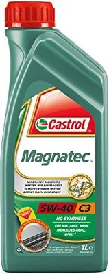 A bottle of Castrol Magnatec 5W-40 C3 engine oil.