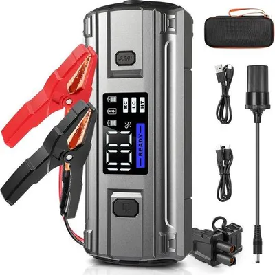 Obrázok produktu pre Autostarthulp – 12 V powerbank – 60 W PD – prenosná – štartovacia pomôcka s LED displejom – pre 7,0 l benzínu a 4,5 l nafty – rýchle nabíjanie – prenosná