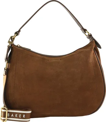 Produktbild von Ted Baker Leder Schultertasche Umhängetasche Samiyra Webbing Suede Hobo Bag Brown hellbraun