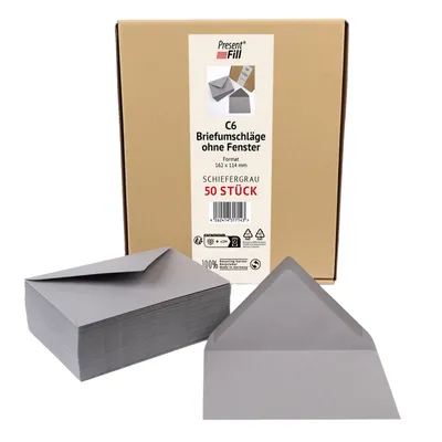 Produktbild von 50 x PresentFill® Briefumschläge C6 ohne Fenster - Schiefergrau