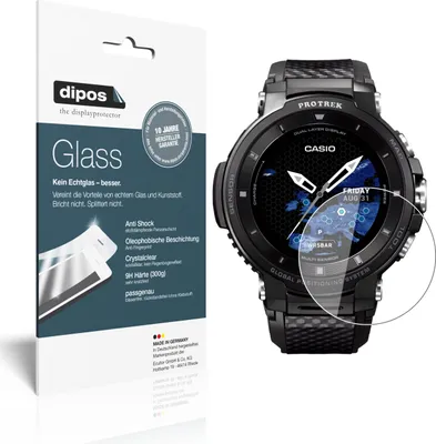 Produktbild von 2x Schutzfolie für Casio Pro Trek smart WSD-F30 - Anti-Shock 9H Folie dipos Glass Kunststoffglas