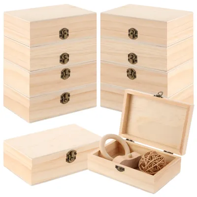 10er-Pack Holzkisten mit Deckel, 15x10x5 cm, natur