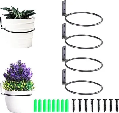 Immagine prodotto di Supporti da parete in metallo per piante fiorite, set da 4 pezzi, 10 cm.