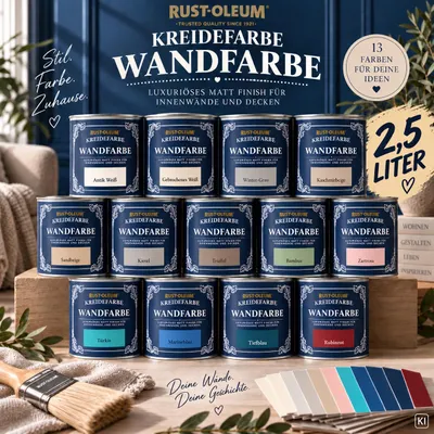 Produktbild von Rust-Oleum Kreidefarbe Wandfarbe 2,5 L Tuchmatt Innen Wände & Decken Farbauswahl, Farbton:Rubinrot