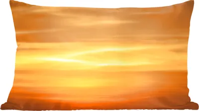 Produktbild von MuchoWow® Zierkissen Sofakissen Wohnzimmer Dekokissen 50x30 cm Ockergelber Sonnenuntergang - Wohnzimmerdekoration - Polster mit Photo