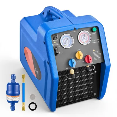 Produktbild von Kältemittel-Rückgewinnungsgerät - Tragbares Absauggerät - Spannung 220 V/50 Hz - Leistung 0,55 kW - Drehzahl 1450 U/min - Einzylinder - Für Kältemittel A1 & A2L - Für Kfz- & Hausklimaanlagen