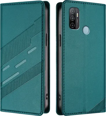 Produktbild von Hülle für Oppo A32 / A53 4G / A53S 4G, Kunstleder Brieftaschen Handyhülle mit Kartenfach und Standfunktion Grün