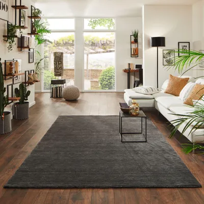 Produktbild von Steffensmeier Gabbeh Teppich Jaipur | Wolle, Anthrazit, Größe: 170x240 cm Kurzflor Teppich für Wohnzimmer Handloom