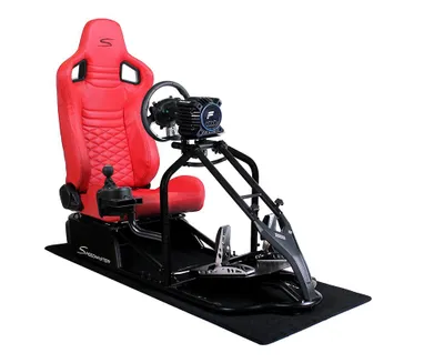 Produktbild von SIM Racing Cockpit Seat Pro Sim Rig SCHWARZ | Gaming Simulator Cockpit | Rennsimulator Lenkradständer Carbonfaser Optik Rot