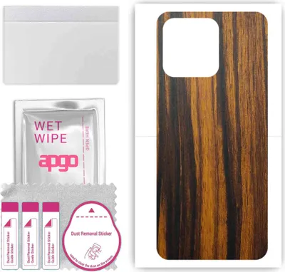 Produktbild von apgo Rückseite Schutzfolie, Skin, kompatibel mit Tecno Spark 9, Hinten Displayschutzfolie aus Vinylfolie, kratzfest, einfache Montage - Tigerwood