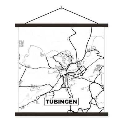 Produktbild von MuchoWow® Textilposter Karte - Tübingen - Stadtplan 120x120 cm mit schwarzem Rahmen - Aufhängungsset