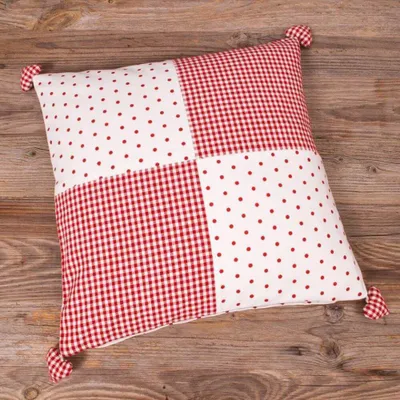 Produktbild von Kissen-Bezug 40x40 cm rot kariert Landhaus-Stil Baumwolle