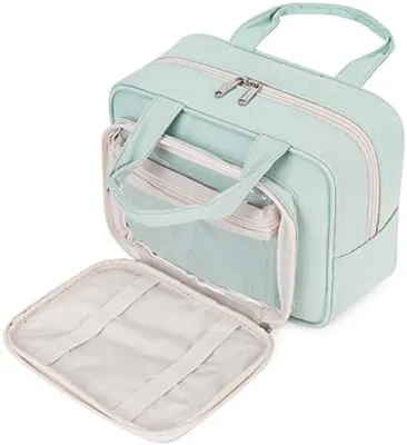 Produktbild von PolkaHome® Toilettas – Große Make-up-Tasche für Damen – Reise Organizer – Mintgrün – Wasserdicht