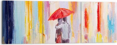 Produktbild von Bild auf Leinwand - Leinwandbild - Liebhaber Regenschirm - 150x50cm - Wand Bild - Wanddeko - Leinwanddruck - Bilder - Kunstdruck - Wanddekoration - Leinwand bilder - Wandkunst - CA150x50-3692