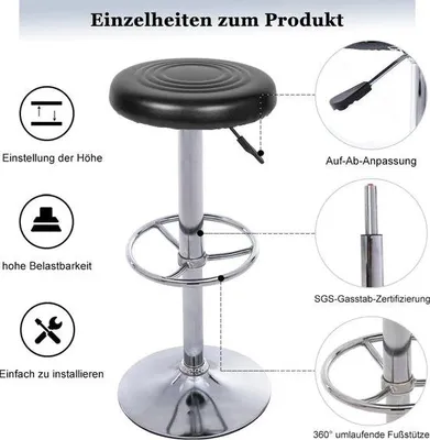 Produktbild von Famanu Höhenverstellbarer Hocker - Drehbare Sitzfläche, Komfortabel und Stabil