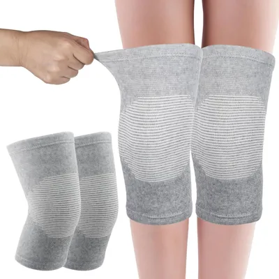 Produktbild von AOZUO 2er-Pack Bambus-Kompressions-Knieschoner Elastische Bambus-Knieschützer für Herren und Damen Knieschützer Kniebandagen Knieorthese für Sport, Skifahren, Radfahren, Laufen (Grau)