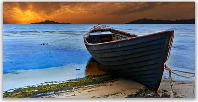 Produktbild von Acrylglasbilder 120x60 Wandbild Druck Strand Boot Meer Landschaft