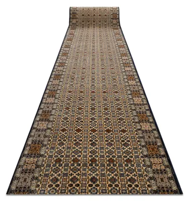 Imagen del producto de Alfombra de pasillo lana KESHAN 6428/53551 Oriental / azul oscuro 90cm beige 90x500 cm