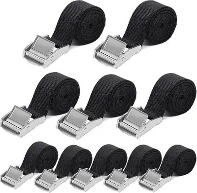 Produktbild von Famanu Spanbänder 10 Stück - 25 mm x 1 m - Belastbarkeit 250 kg - Befestigungsriemen - Schwarz