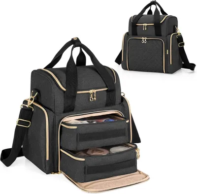 Produktbild von Kulturtasche Damen, Make Up Organizer Tasche, Kosmetikkofffer für Make up, Kosmetiktasche zum Tragen, Reise Kulturbeutel für M?dchen, M?nner und Frauen, Schwarz