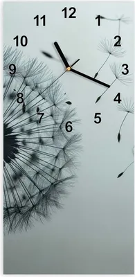Produktbild von Wanduhr aus Glas mit Motiv Pusteblume im Wind- 30 x 60 cm - inkl. Aufhängesystem