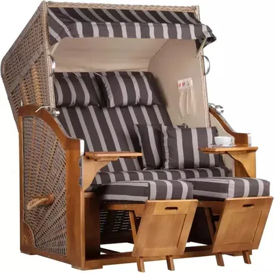 Produktbild von Strandkorb Schleswig Pinie braun PE mokka Dessin 554