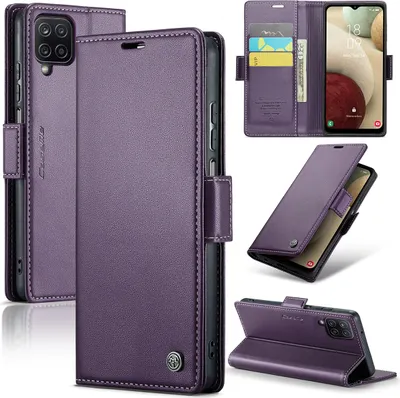 Produktbild von Galaxy A12 Hülle, Leder Brieftasche Kartenfach Schutzhülle mit Standfunktion für Samsung Galaxy A12 Lila